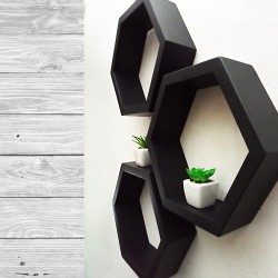 Painted Hexagon Shelves set of 3