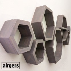 Stained Hexagon Shelves  Set of 7