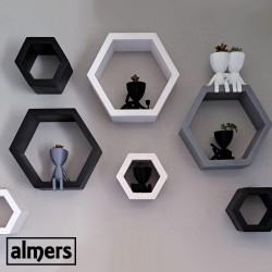 Painted Hexagon Shelves set of 7