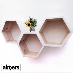 Two-tone Hexagon Bookshelves set of 3