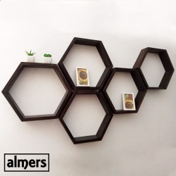 Large Stained Hexagon Shelves Set of 5