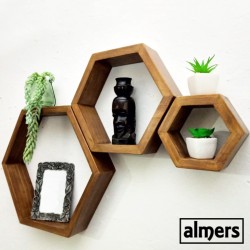 Stained Hexagon Shelf Set (3)