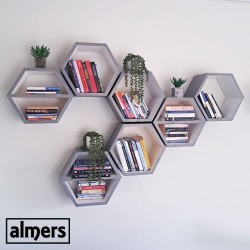 Two-tone Hexagon Bookshelves set of 7