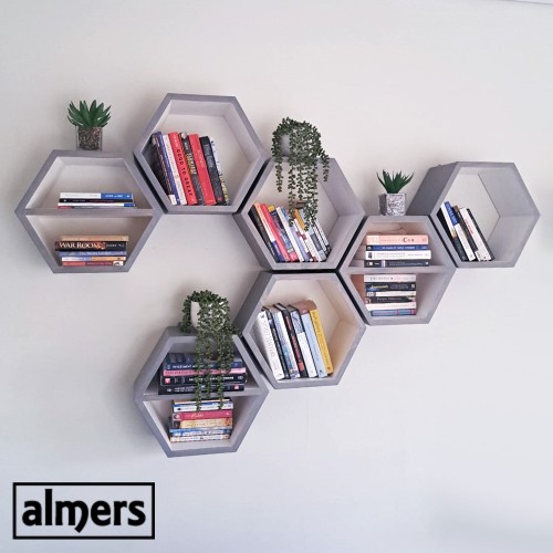 Two-tone Hexagon Bookshelves set of 7