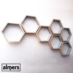 Large Two-tone Hexagon Shelves set of 7