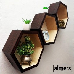 Medium Two-tone Hexagon Shelves set of 3